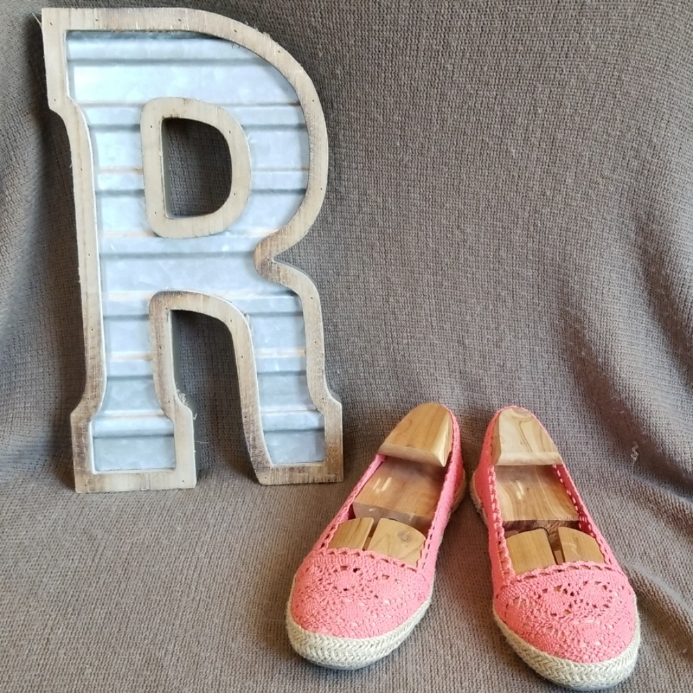 Old Navy Coral Crochet Espadrilles